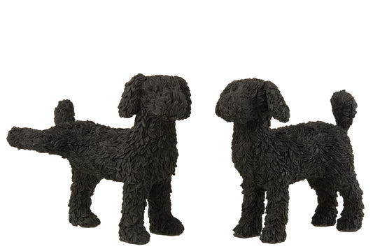 Zwart Labradoodle beeld van J-Line – decoratief hondenbeeld met realistische textuur