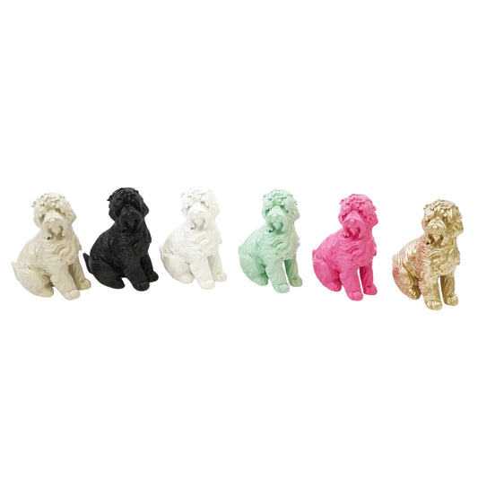 Labradoodle beeldje van Housevitamin in goud, zwart en wit – decoratief hondenbeeld van polyresin, 10,5x5x9 cm