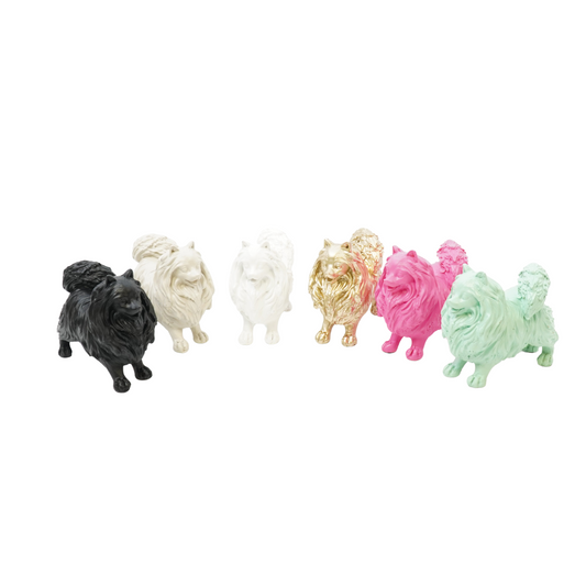 Wit en beige Pomeriaan hondenbeeld van Housevitamin – decoratief polyresin beeldje 10,5×5×9 cm, modern design