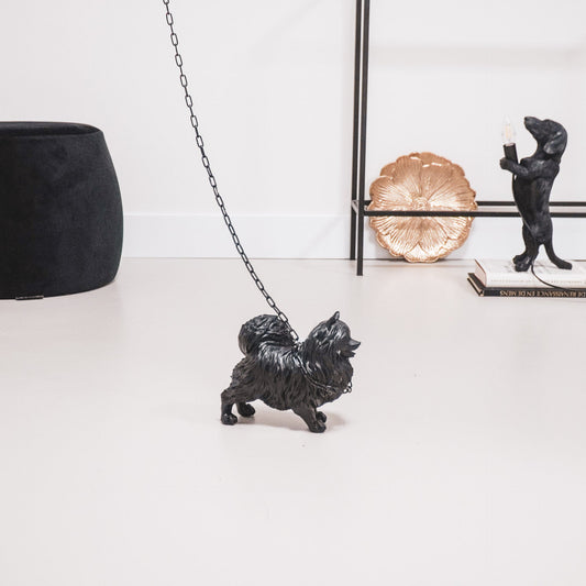 Zwart Pomeriaan beeld van polyresin – glanzend hondenbeeld met luxe uitstraling