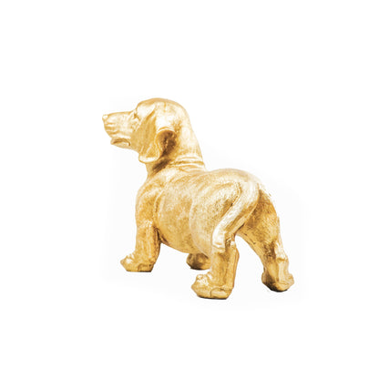 Golden Dachshund Statue – 31 × 14 × 23 cm – Playful &amp; Luxurious