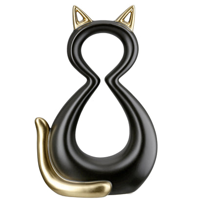 Artistiek Kattenbeeld – Zwart met Goud (2 Formaten)