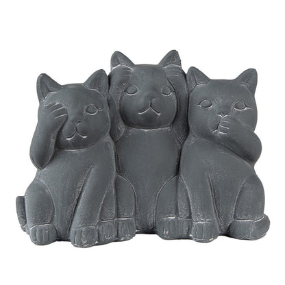 Donkergrijs kattenbeeld 'horen zien zwijgen' van Clayre & Eef – stijlvolle kattendecoratie