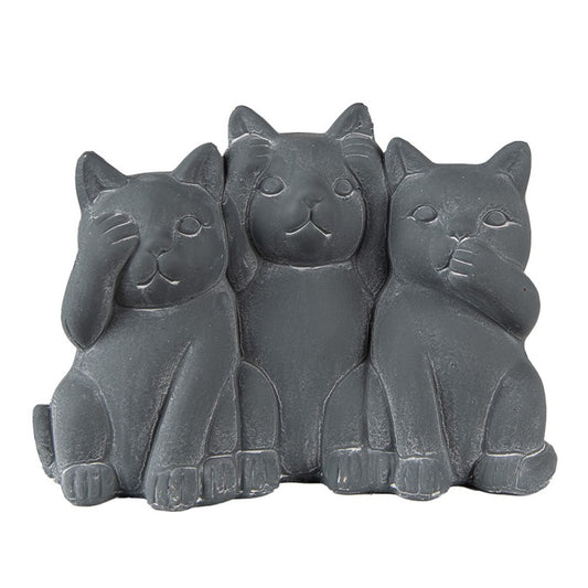 Donkergrijs kattenbeeld 'horen zien zwijgen' van Clayre & Eef – stijlvolle kattendecoratie