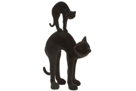 Zwart fluwelen kattenbeeld van twee katten, design woondecoratie van J-line