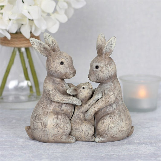 Schattig Beeldje Konijnenfamilie – Losse Polystone Beeldjes