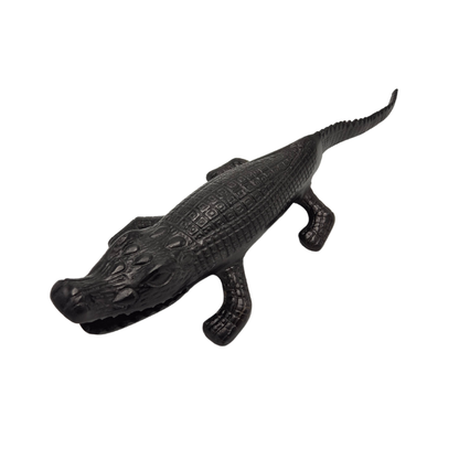 Crocodile Statue Antique Black – Aluminum 63 cm