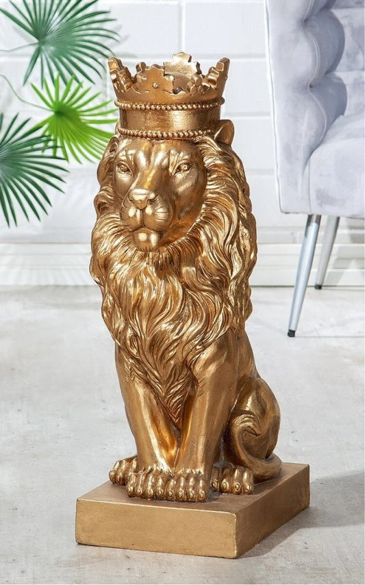 Beeld Leeuw XL Goud met Kroon – Koninklijke Eyecatcher