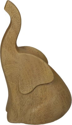 Bruin olifantenbeeld in houtlook van polyresin (11x8x18 cm)