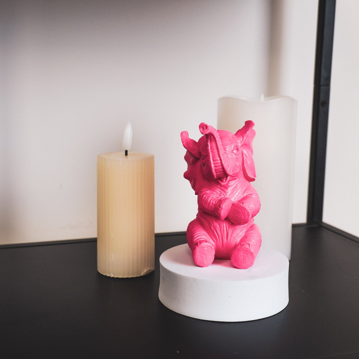 Beeld Olifant – Roze, Wit, Zand & Mint groen