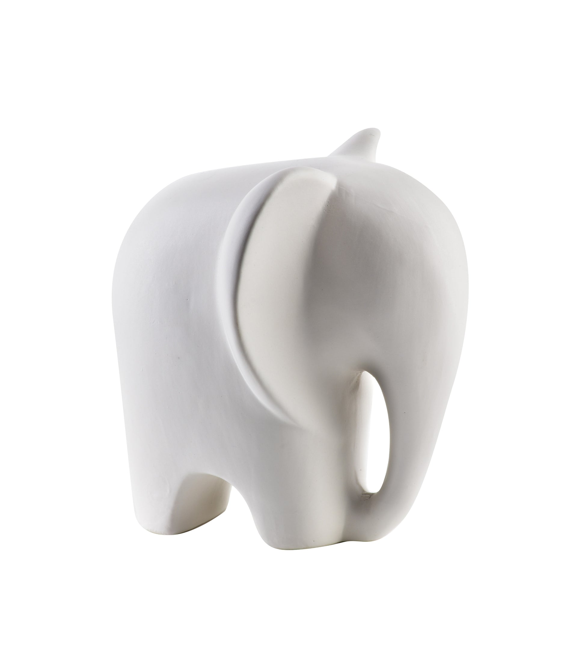 Wit keramieken olifantenbeeld met slurf omlaag – Mondex Mia White Collectie