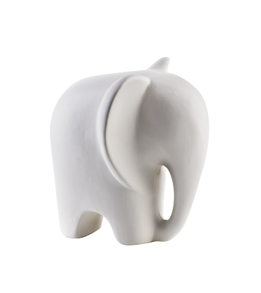 Wit keramieken olifantenbeeld met slurf omlaag – Mondex Mia White Collectie