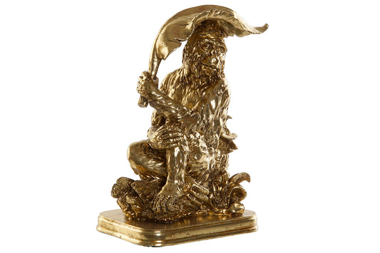 Gouden Apenbeeld met Blad – Speelse Decoratie