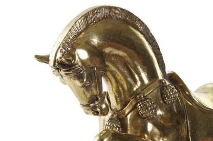 Goldene Pferdestatue – Auf schwarzem Fuß (29×25 cm)