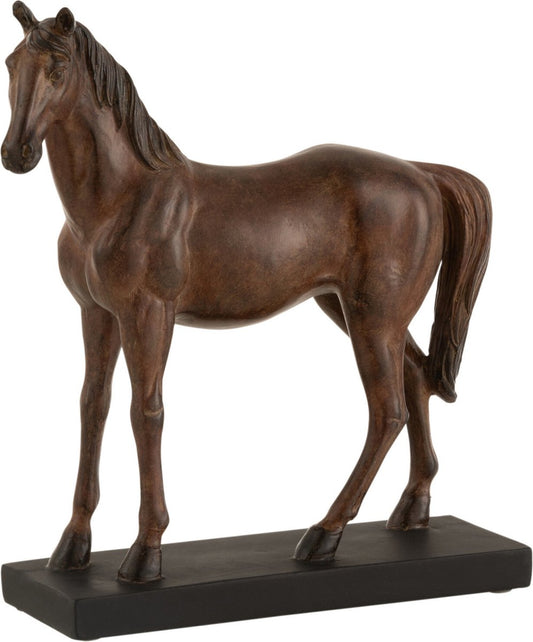 Paardenbeeld op Voet – Elegante Bruine Woondecoratie