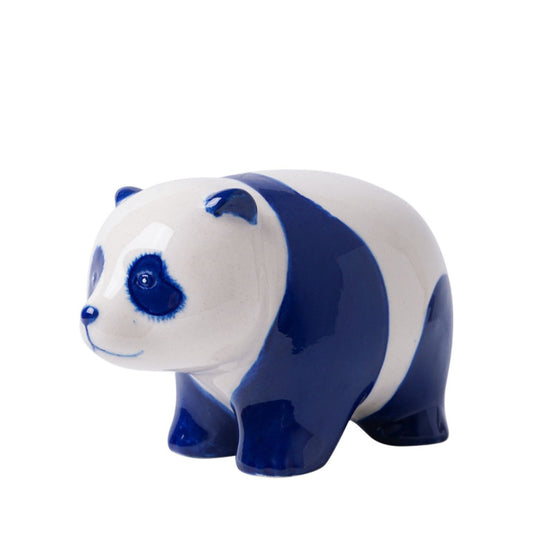 Handgeschilderd Delfts blauw panda beeld van keramiek