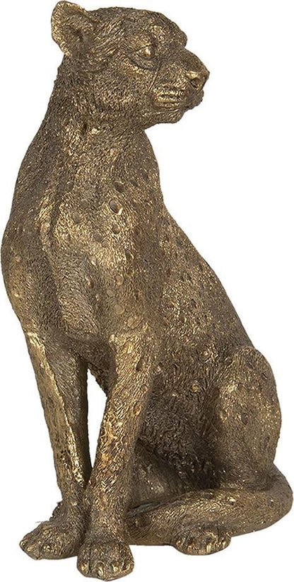 Gouden Panterbeeld – Elegant Luipaard van Polyresin