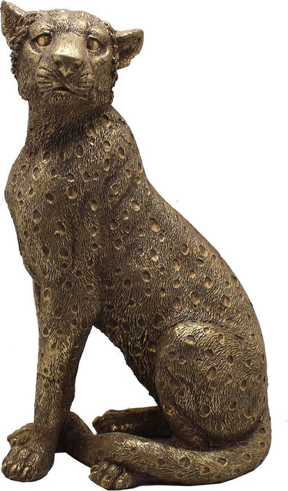 Gouden Panterbeeld – Elegant Luipaard van Polyresin