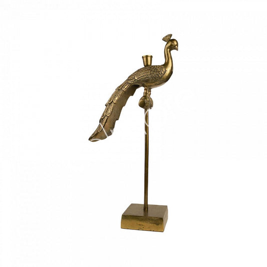 Gouden pauw kandelaar op standaard – Colmore luxe decoratie – 58 cm