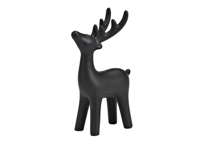 Zwart rendier beeld 17 cm – keramiek kerstdecoratie en woonaccessoire