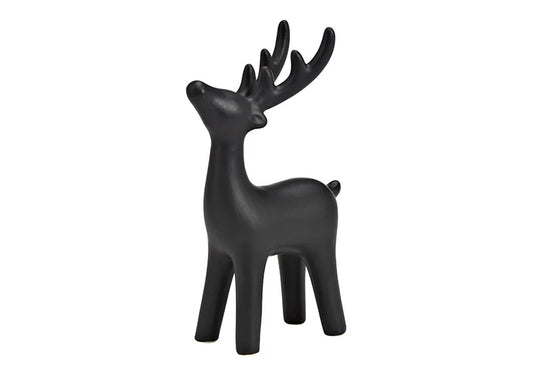 Zwart rendier beeld 17 cm – keramiek kerstdecoratie en woonaccessoire