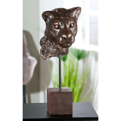Luipaard sculptuur antiek brons – kunsthars decoratie 46 cm
