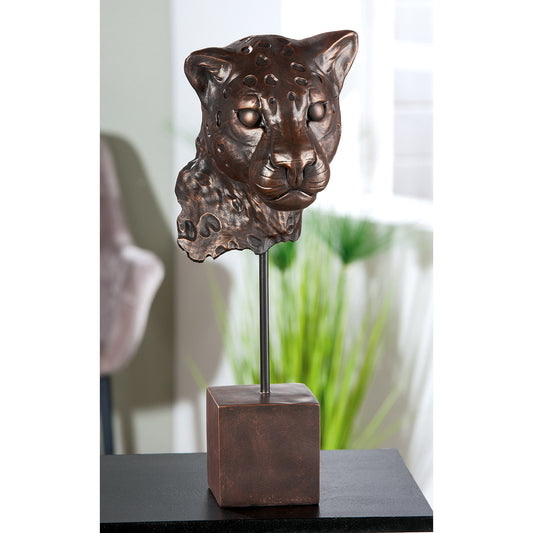 Luipaard sculptuur antiek brons – kunsthars decoratie 46 cm