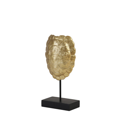 Gouden schildpad beeld op zwarte standaard van Light & Living – luxe turtle ornament