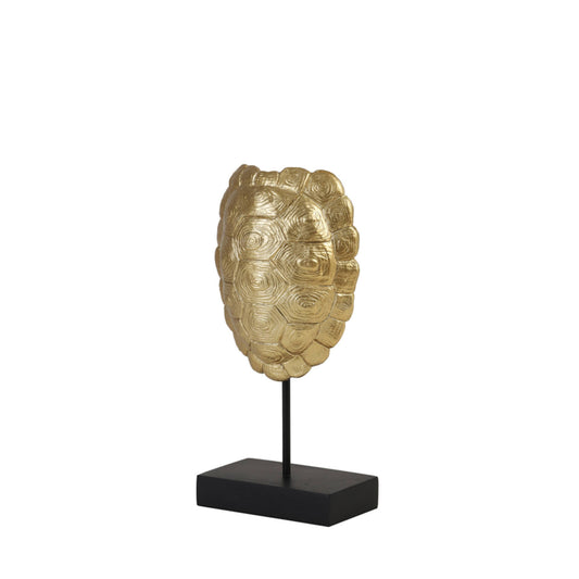 Gouden schildpad beeld op zwarte standaard van Light & Living – luxe turtle ornament