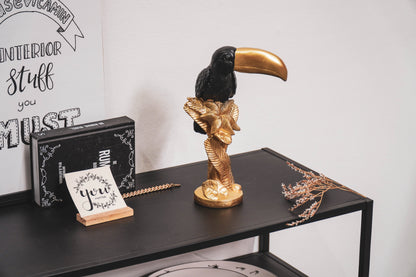 Schwarz-goldene Tukan-Statue – 30 cm