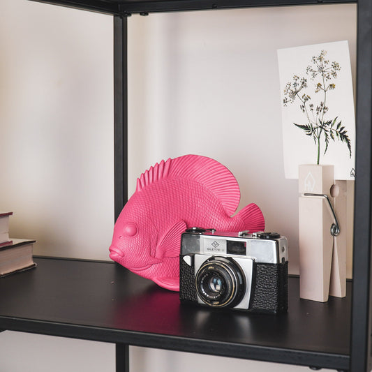 Neonroze vis beeld van polyresin met realistische textuur – Housevitamin 19,5 cm