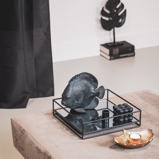 Zwarte vis decoratie in mat polyresin van Housevitamin – modern beeldje 19,5 cm
