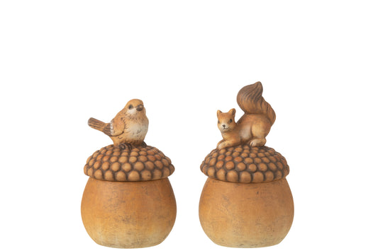 Herfstdecoratie beeld eekhoorn of vogel met eikel van J-line