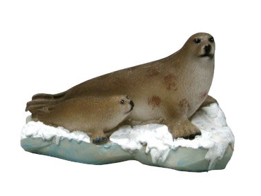 Zeehond met jong beeldje – moeder-kind dierenbeeld van Geharo