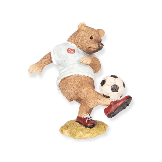 Decoratief beeldje voetballende beer – Clayre & Eef – 10x6x10 cm – polyresin