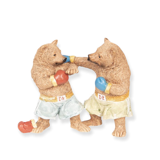 Decoratief beeldje twee boksende beren – 13x5x11 cm – Clayre & Eef