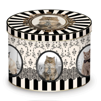 Porseleinen mok met katten en barokdecor in tinnen opbergblik van Easy Life