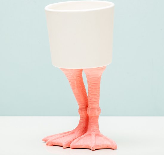 Flamingo bloempot keramiek met roze pootjes – Krokomingo