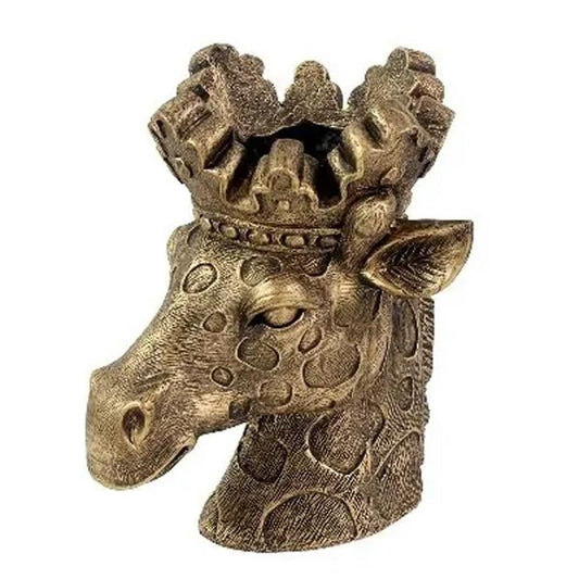 Giraffe bloempot antiek brons van polystone – 39 × 32 × 43 cm – exotische woondecoratie