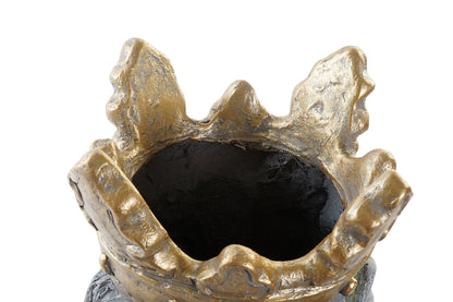Hundekopf-Blumentopf – Grau mit goldener Krone