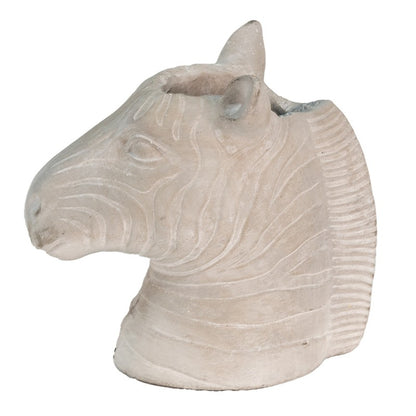 Steenachtige bloempot in de vorm van een zebra hoofd – Clayre & Eef