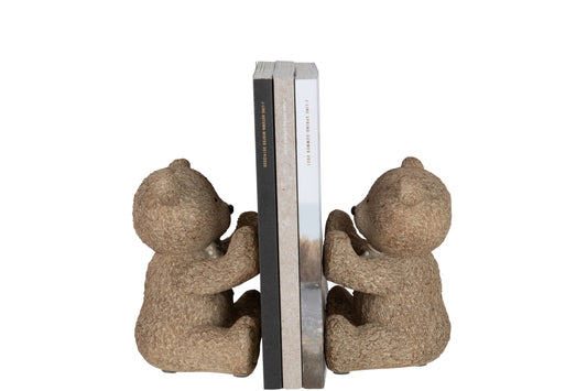 Boekensteunen twee bruine beren – J-Line – 10,5x10x15 cm