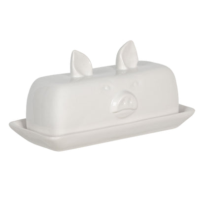 Botervloot Varken – Witte Keramiek (19x11x9 cm)