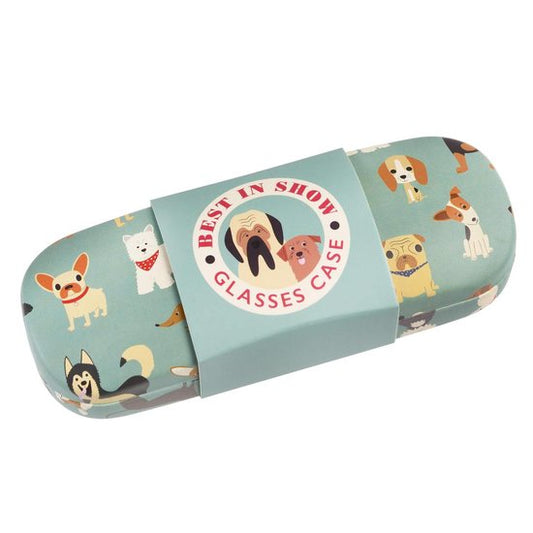 Brillenkoker met hondenprint van Rex London in blauw – 16x6x3,5 cm

