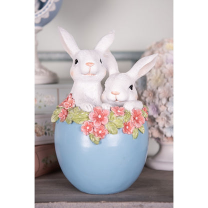 Decoratiebeeld paashaasjes in blauw ei – Krokomingo
