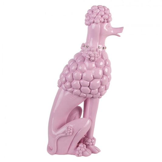 Roze poedel decoratiebeeld met parelkraag van Clayre & Eef