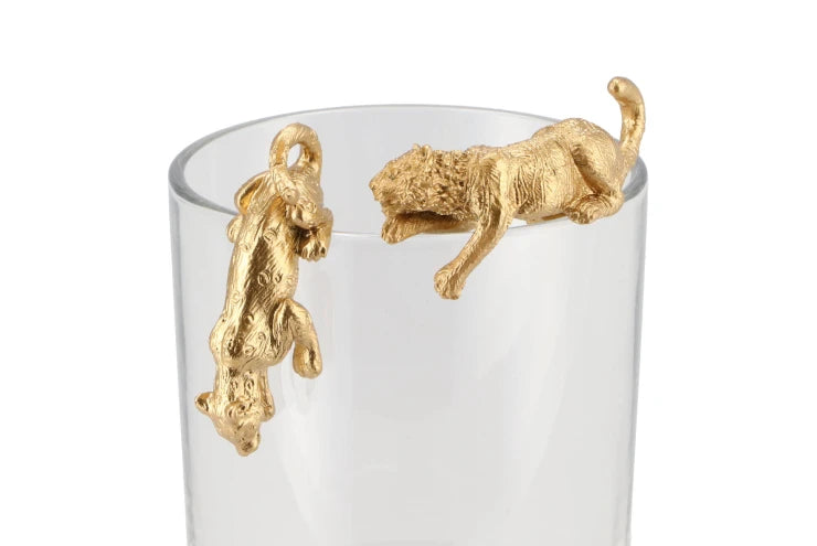 Gouden tijger decoratie voor op of aan theelichthouders