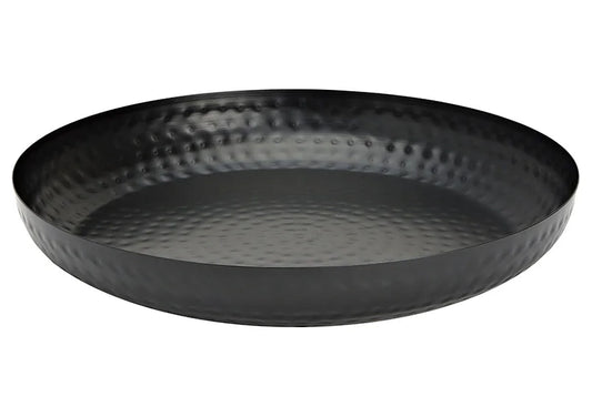Rond zwart dienblad met hoge rand en reliëf – luxe woondecoratie