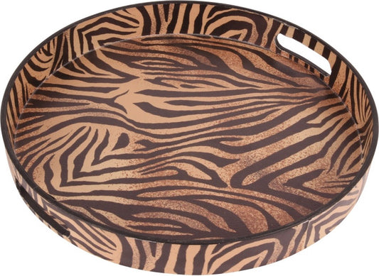 Rond tijgerprint dienblad Ø 33 cm – PU-leer decoratie Dutch Style