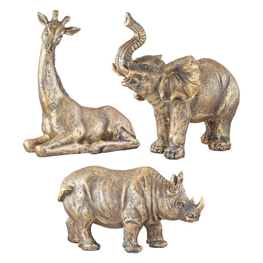 Wildlife Drieluik – Bronskleurige Beelden Set